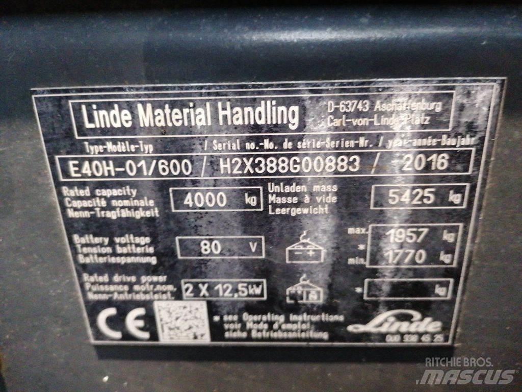 Linde E40H-01/600 El gaffeltrucks