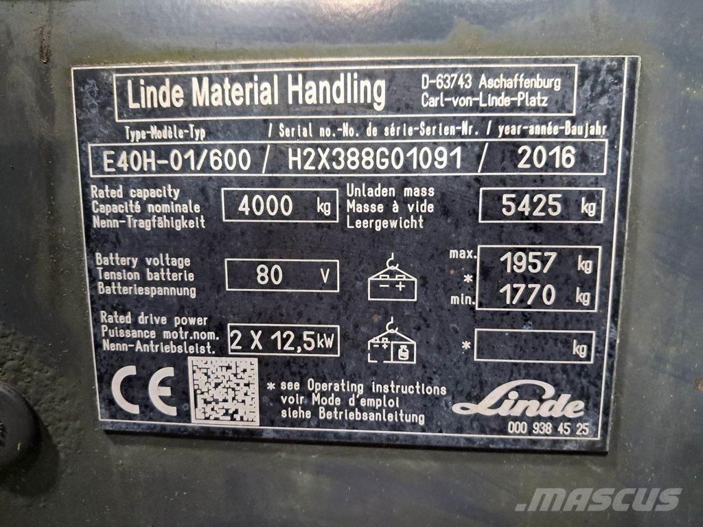 Linde E40H-01/600 El gaffeltrucks