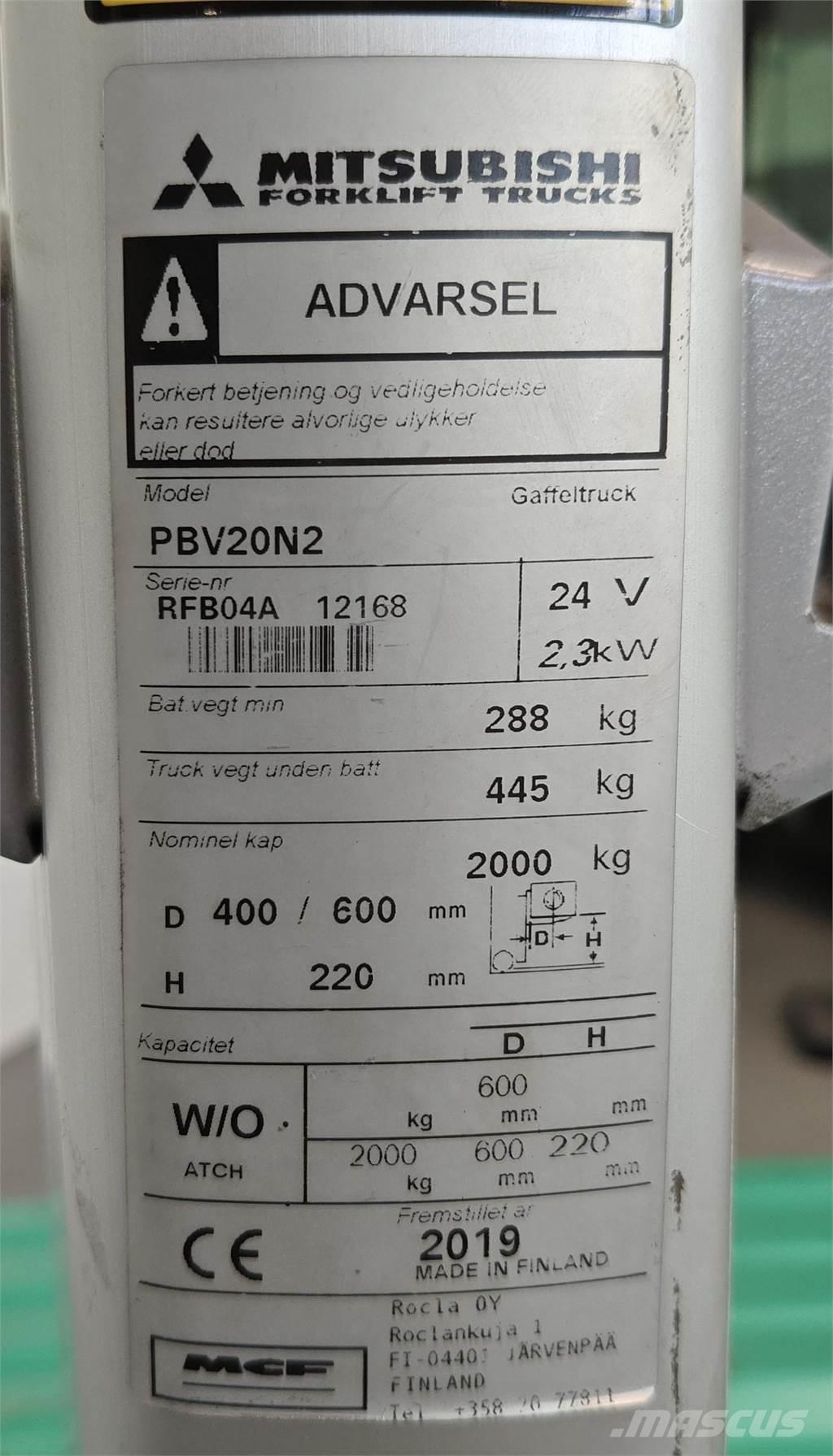 Mitsubishi PBV20N2 Gaffeltrucks - andre