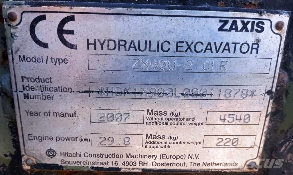 Hitachi ZX 40 U-2 Minigravemaskiner