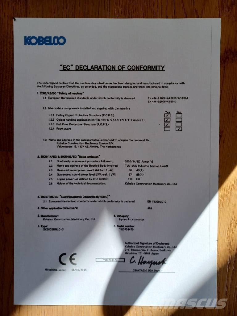 Kobelco SK 260 SR LC Gravemaskiner på larvebånd