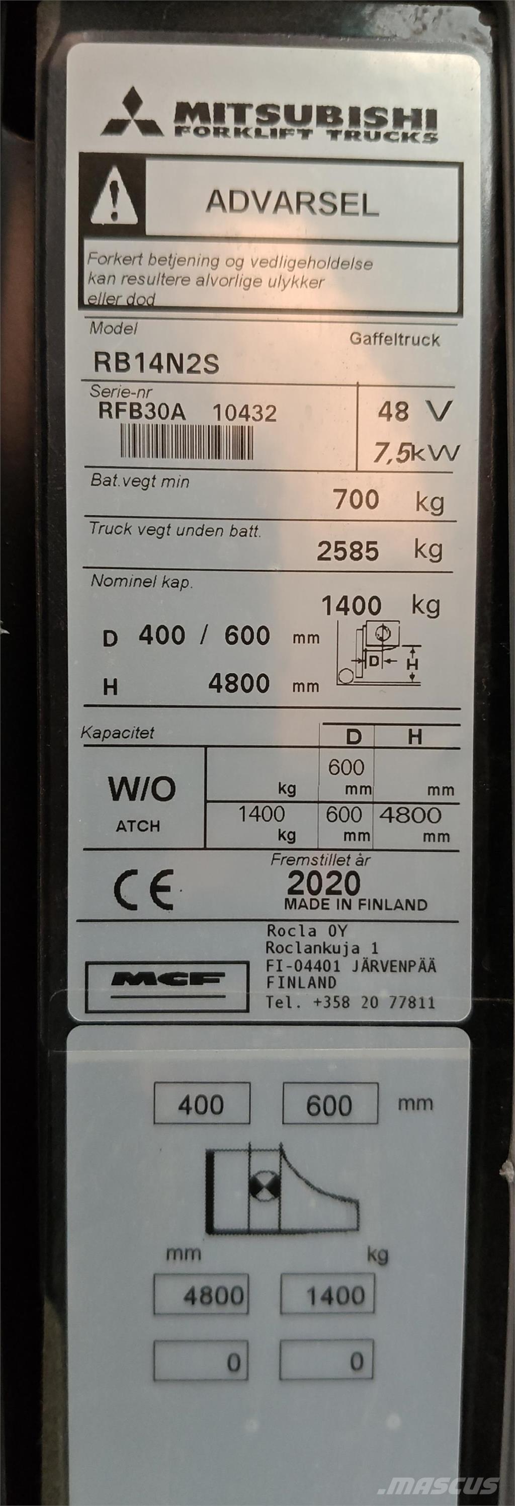 Mitsubishi RB14N2S Reachtruck