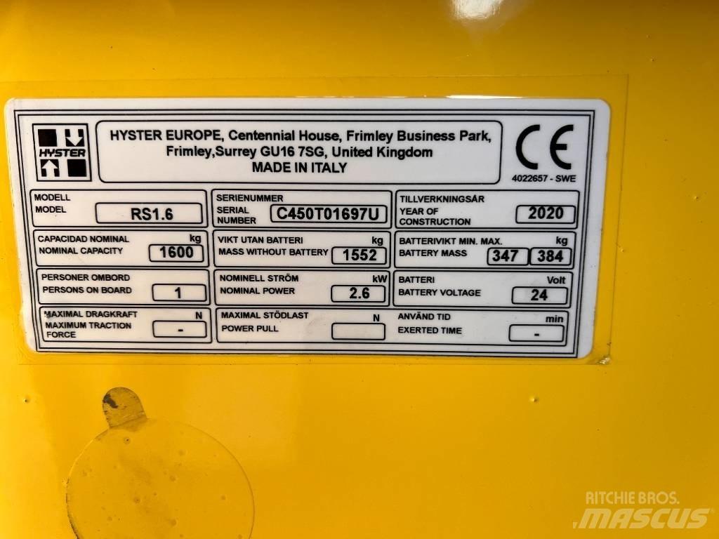 Hyster RS1.6 Selvkørende stablere