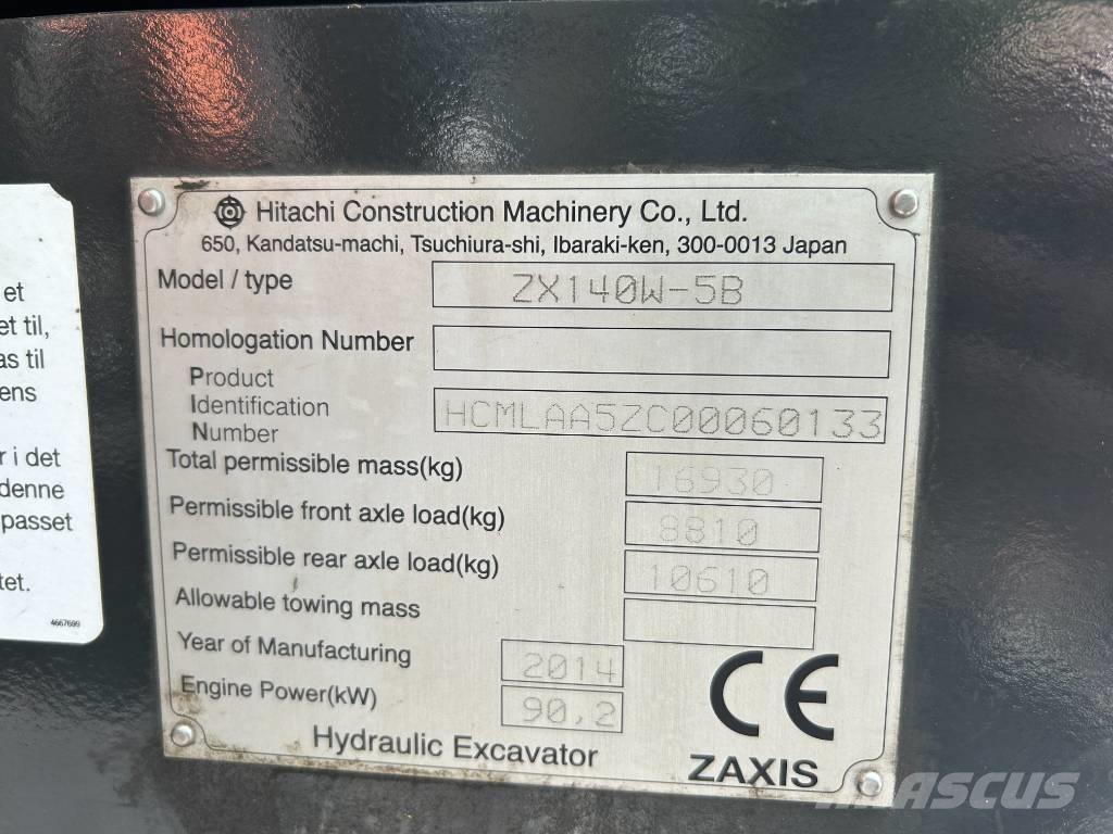 Hitachi ZX140W-5B Gravemaskiner på hjul