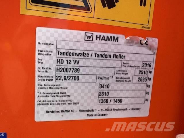 Hamm HD12 VV, Vält Tvilling tromle