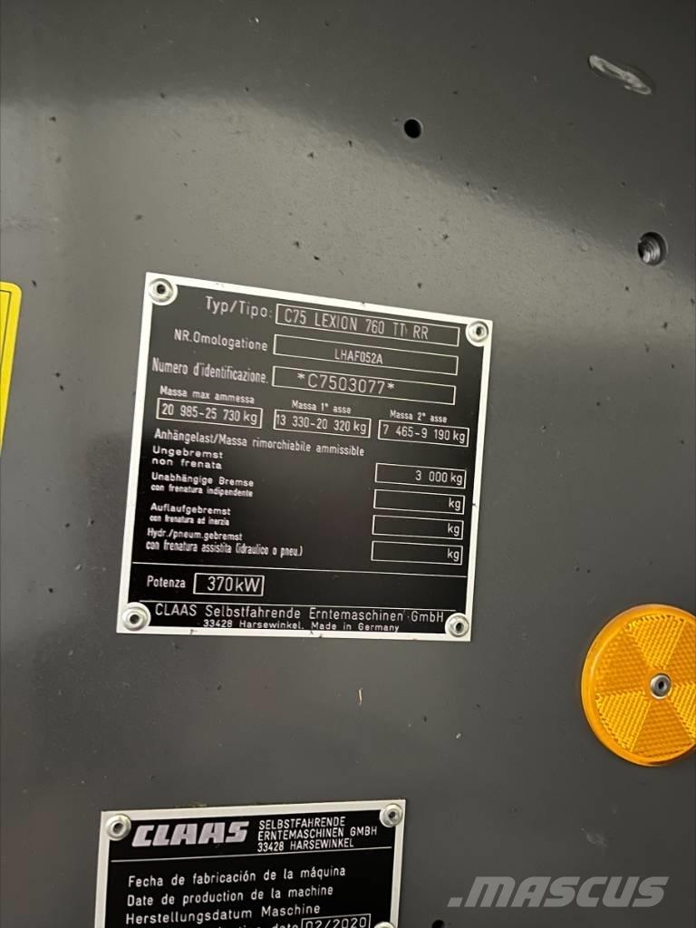 CLAAS Lexion 760 TT Mejetærskere