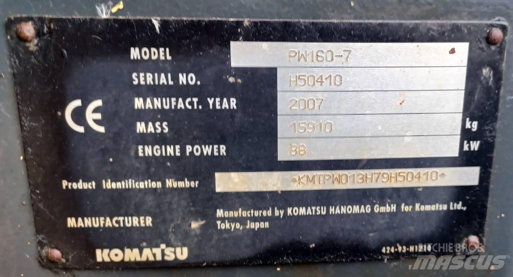 Komatsu PW 160-7 Gravemaskiner på hjul
