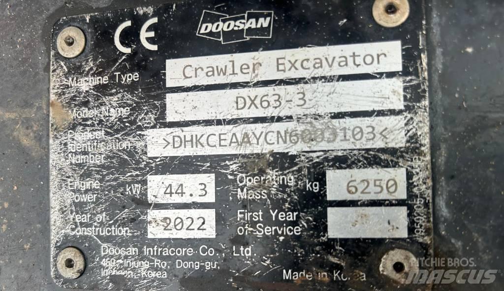 Doosan DX 63-3 Gravemaskiner på larvebånd