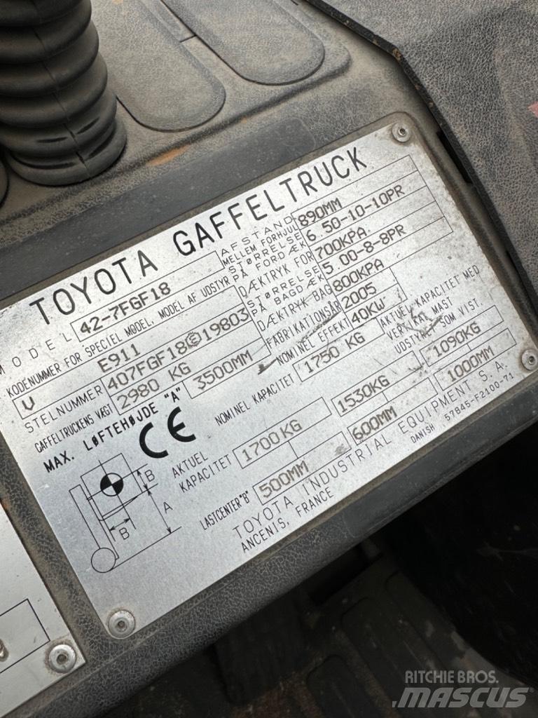Toyota FG18 LPG gaffeltrucks
