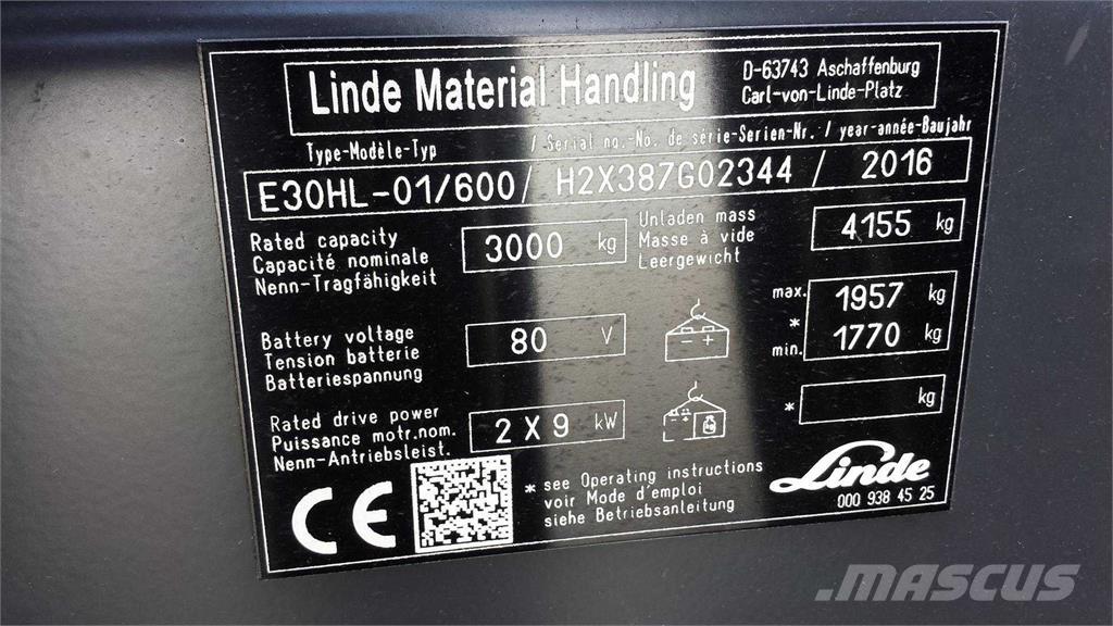 Linde E30/600HL El gaffeltrucks
