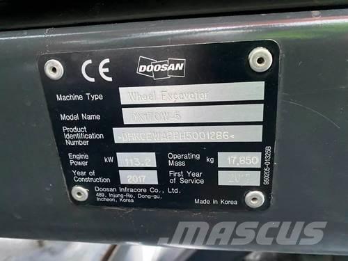 Doosan DX170W-5 Gravemaskiner på hjul