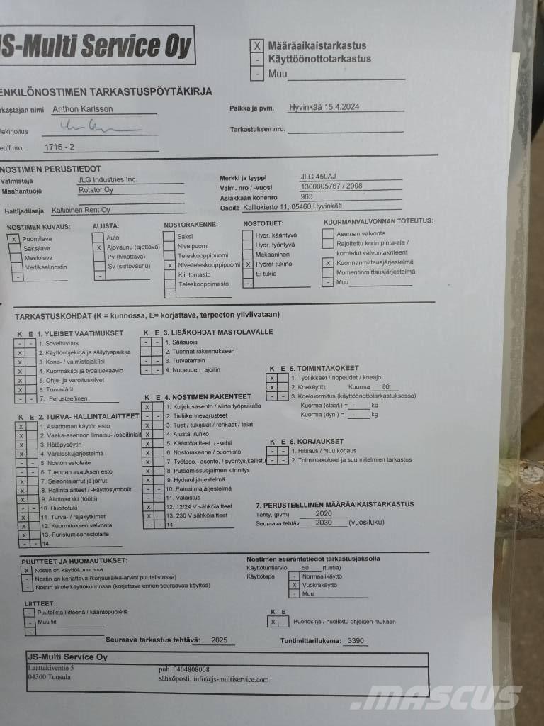 JLG 450 AJ Bomlifte med knækarm