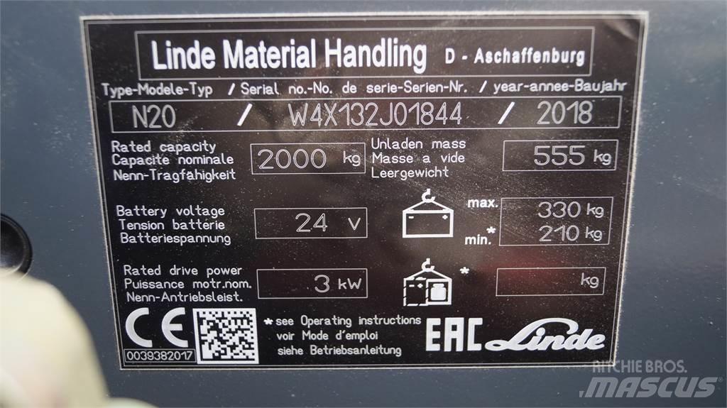 Linde N20 kurz Plukketruck, lav