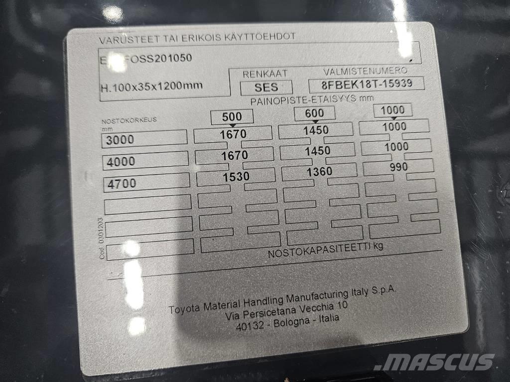 Toyota 8 FBEK 18 T El gaffeltrucks