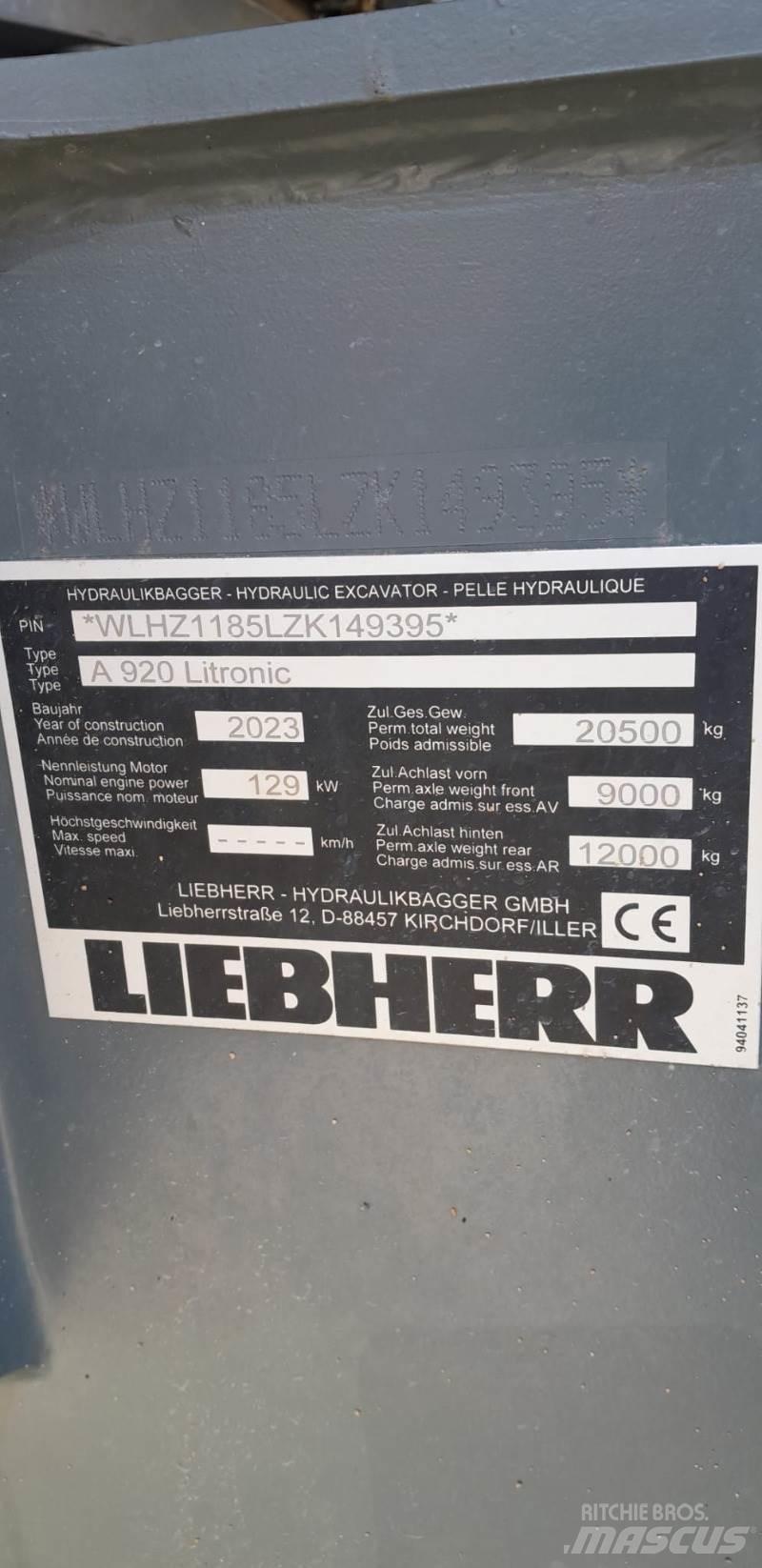 Liebherr A920 Gravemaskiner på hjul