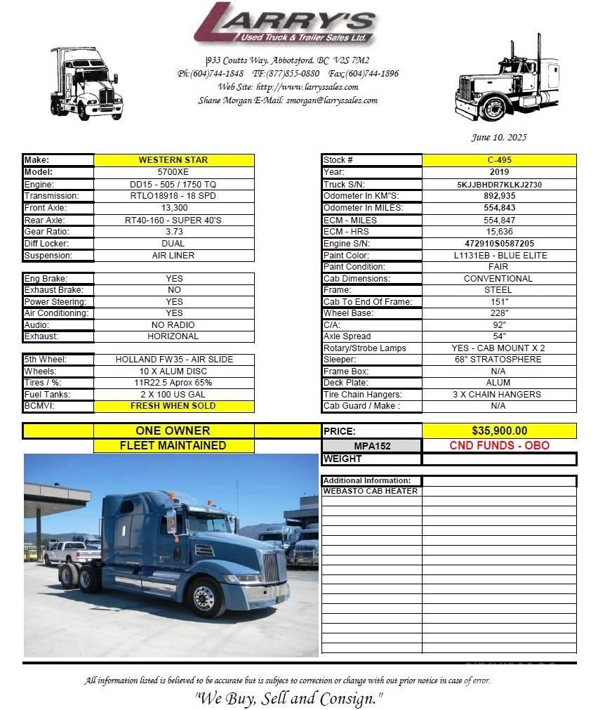 Western Star 5700 XE Trækkere