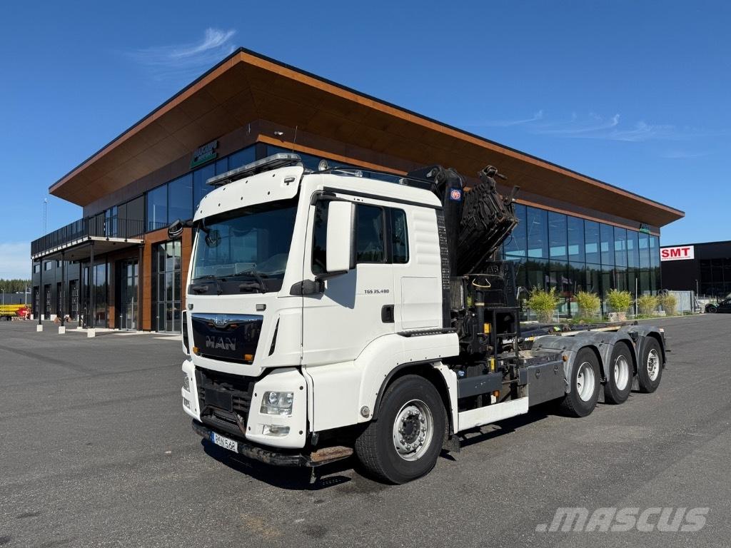 MAN Crane + hook lift Lastbil med kran
