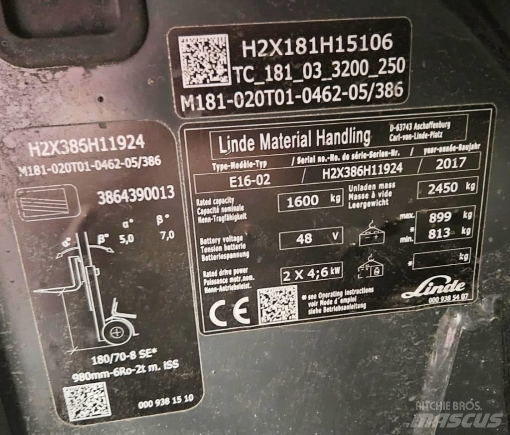 Linde E16-02 El gaffeltrucks