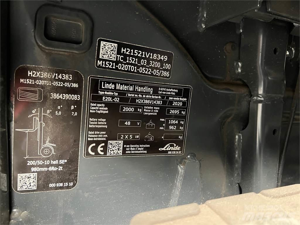 Linde E20L-02 El gaffeltrucks