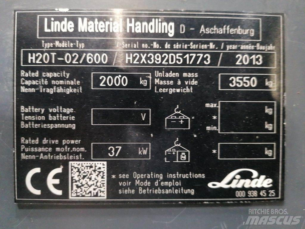 Linde H20T-02/600 LPG gaffeltrucks