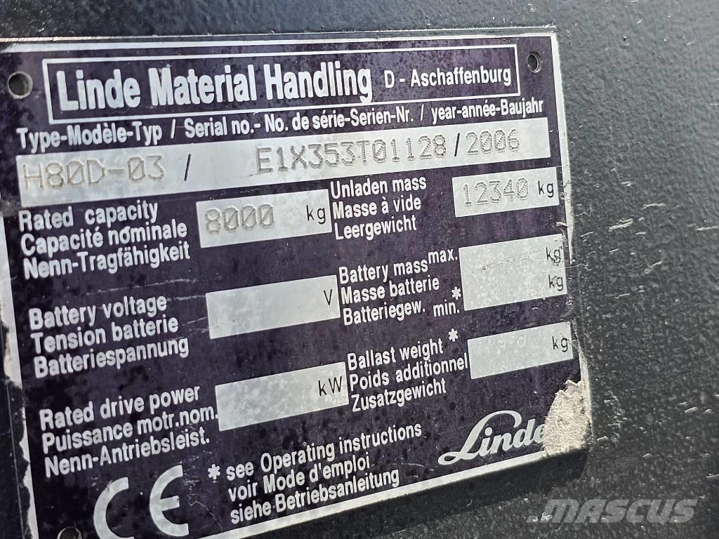 Linde H80D-03 Diesel gaffeltrucks