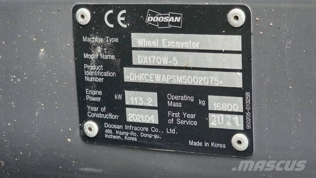 Doosan DX 170 W Gravemaskiner på hjul