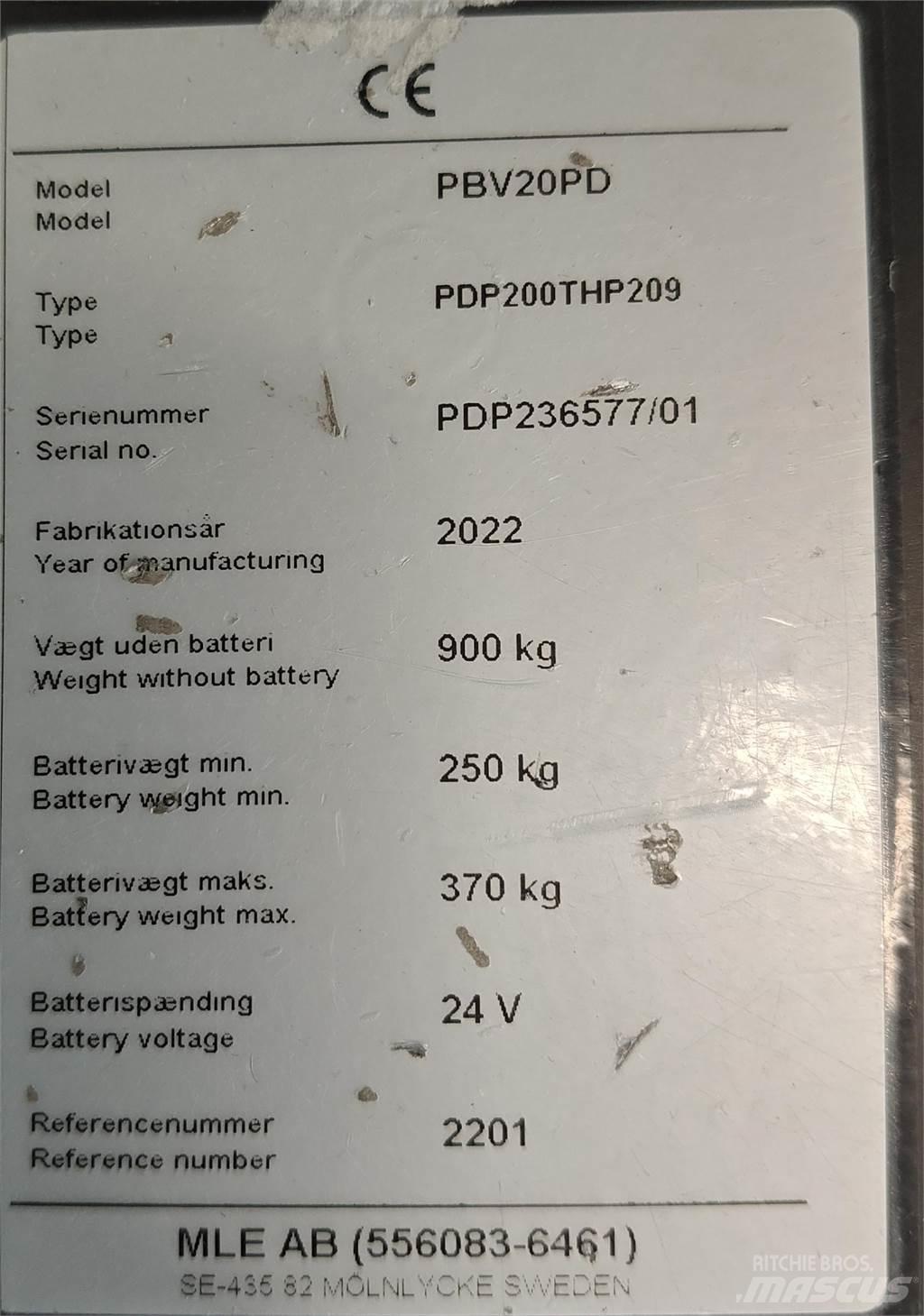 Mitsubishi PBV20PD El-palleløftere med platform