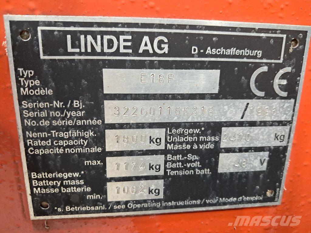 Linde E18P El gaffeltrucks