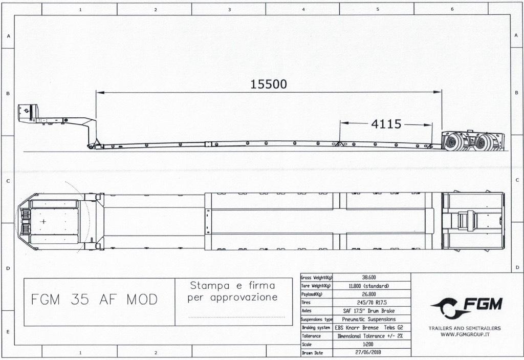 FGM 35 Semi-trailer med lad/flatbed