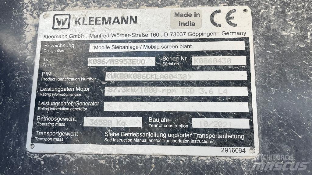 Kleemann 953 Sorterværk
