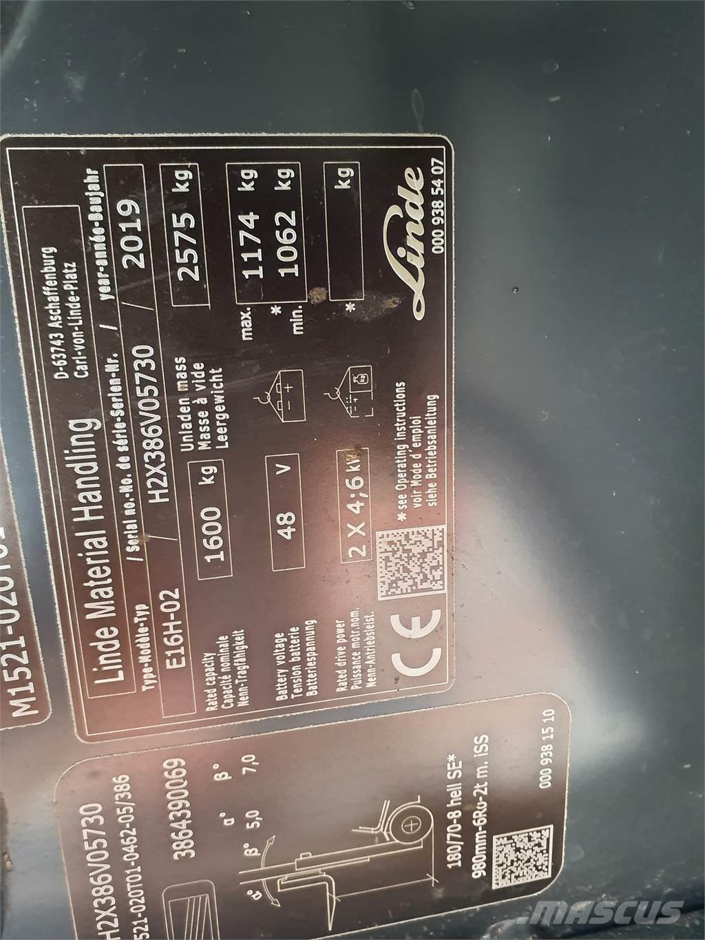 Linde E16 El gaffeltrucks