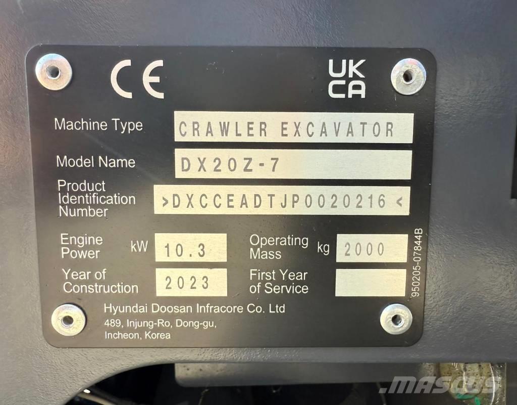 Doosan DX 20 Z-7 Minigravemaskiner