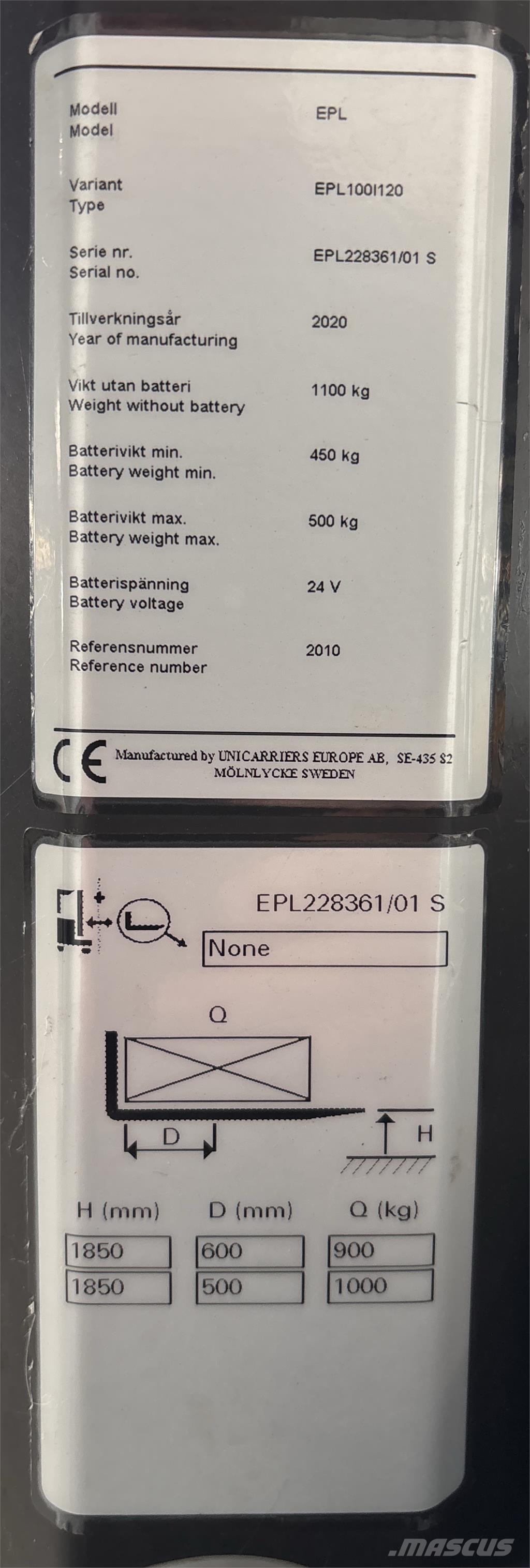 UniCarriers EPL100 Plukketruck, lav