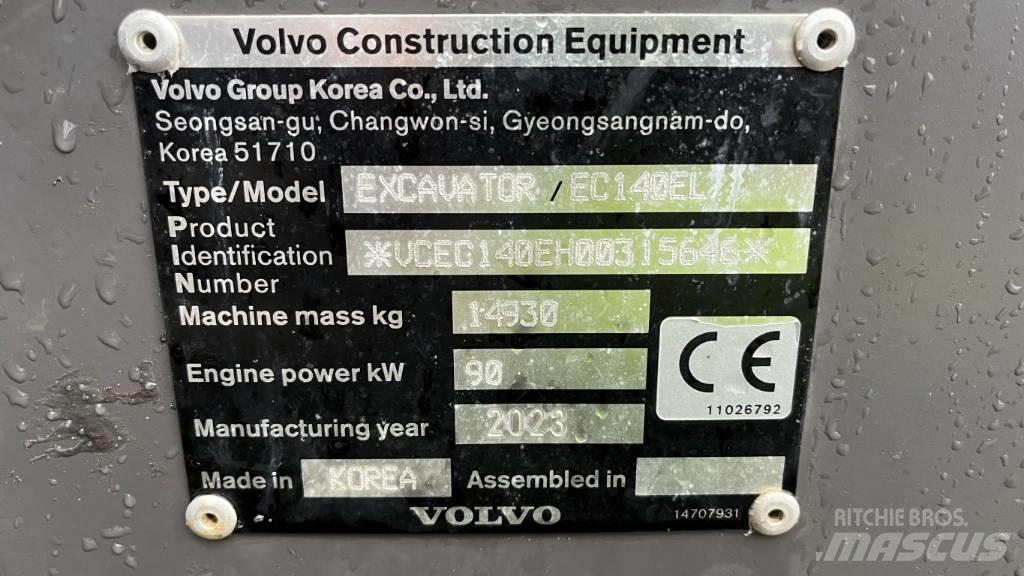 Volvo EC140EL Gravemaskiner på larvebånd