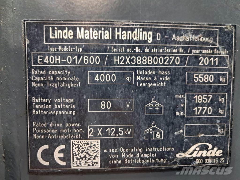 Linde E40H-01/600 El gaffeltrucks