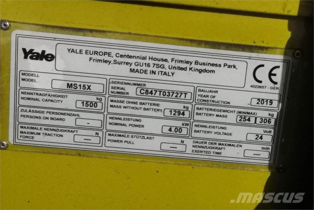 Yale MS15XSL Gaffelstabler med gående fører
