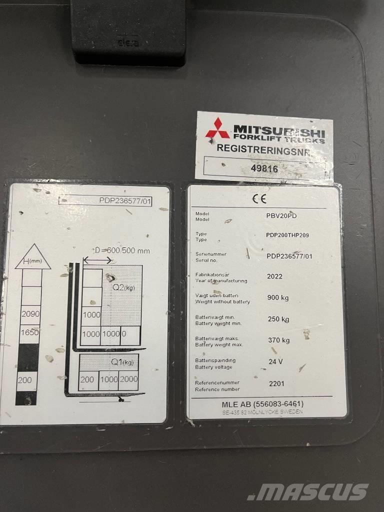Mitsubishi PBV20PD Gaffelstabler med gående fører