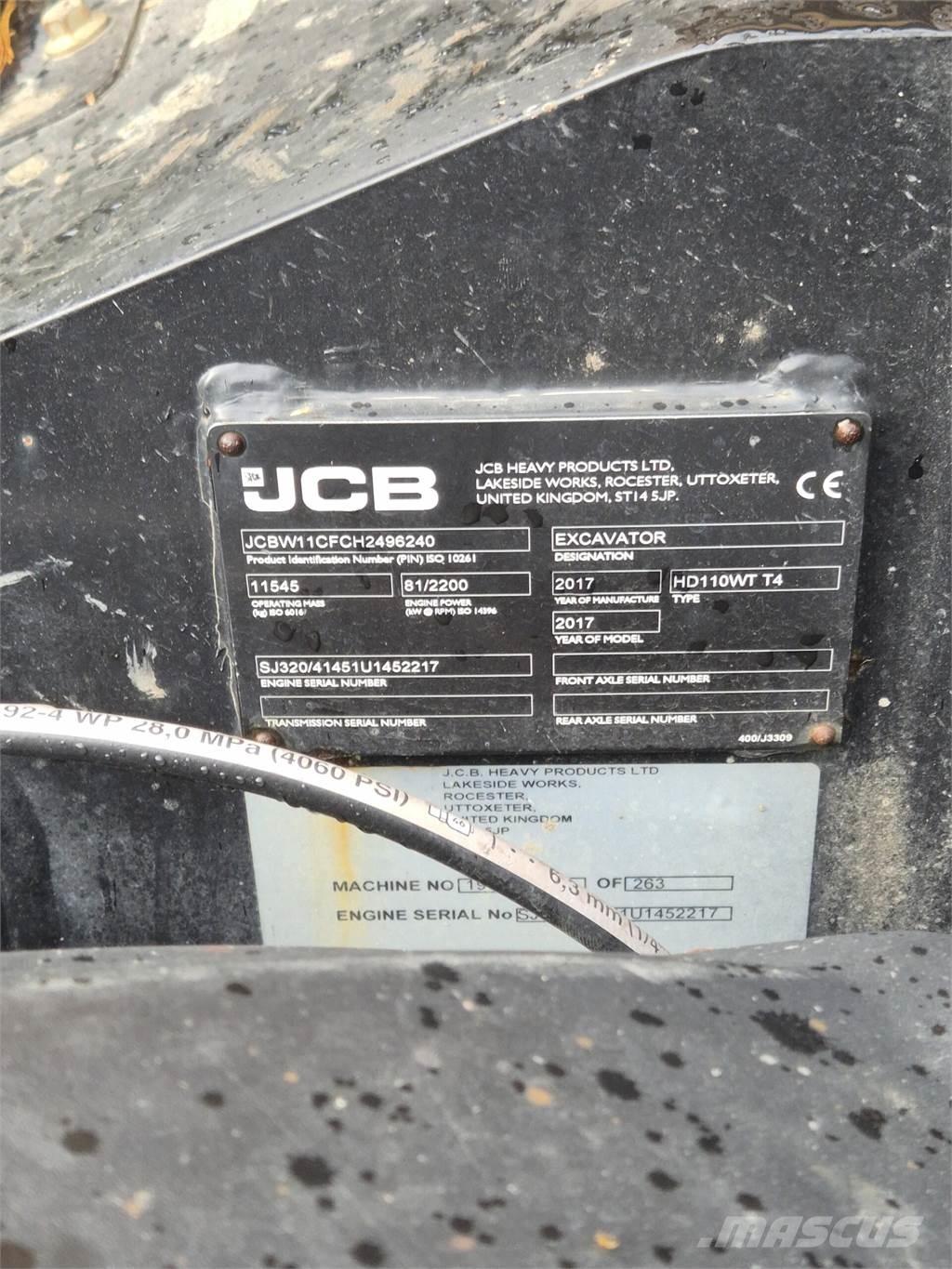 JCB 110W Hydradig Gravemaskiner på hjul