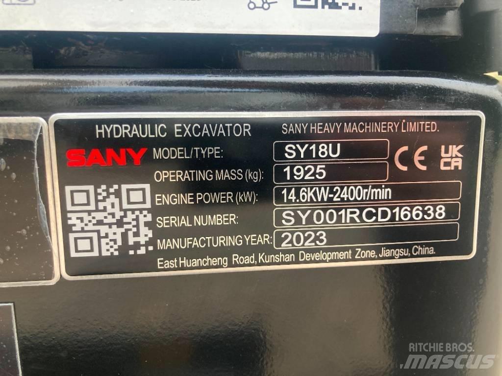 Sany SY 18U Minigravemaskiner
