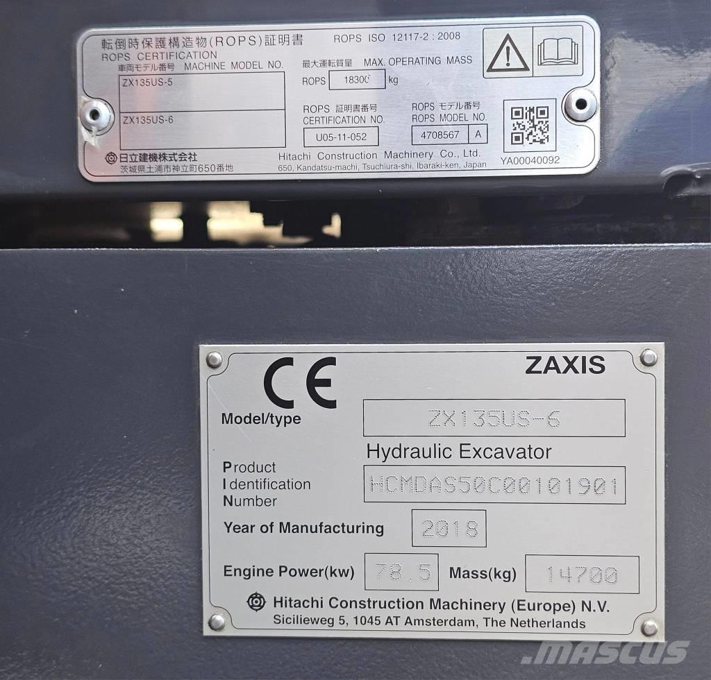 Hitachi ZX 135 US-6 Gravemaskiner på larvebånd
