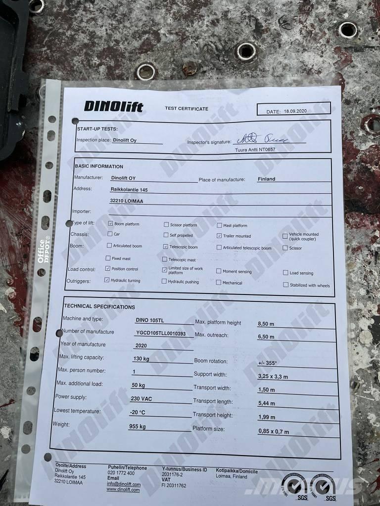 Dino 105TL Trailermonterede lifte