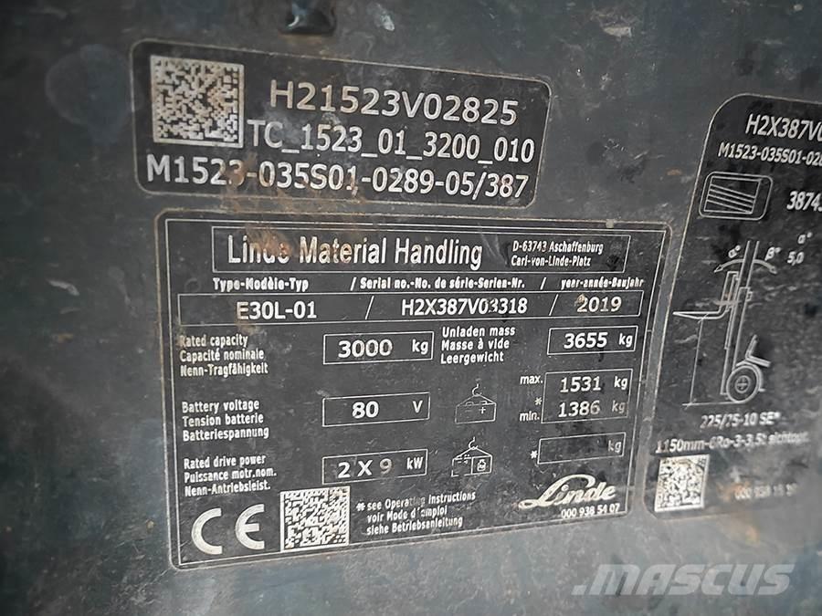 Linde E30L-01 El gaffeltrucks