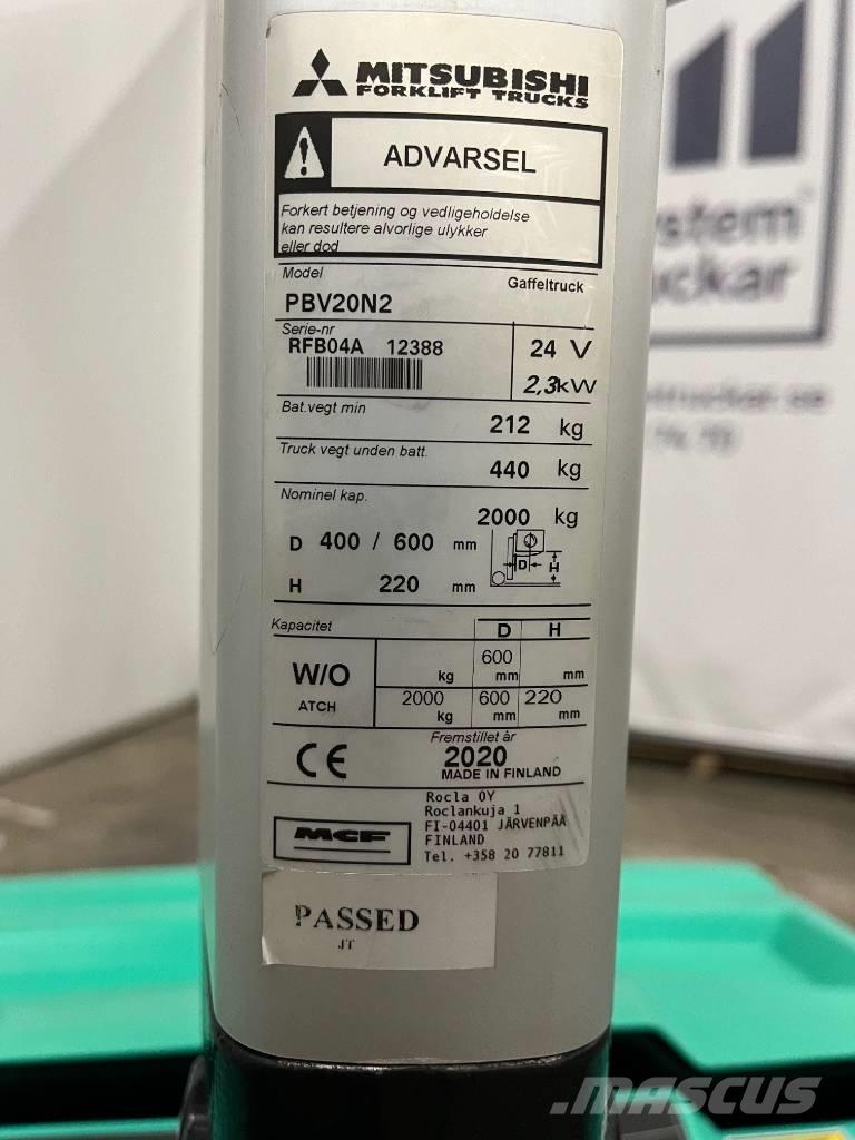 Mitsubishi PBV20N2 Gaffelstabler med gående fører