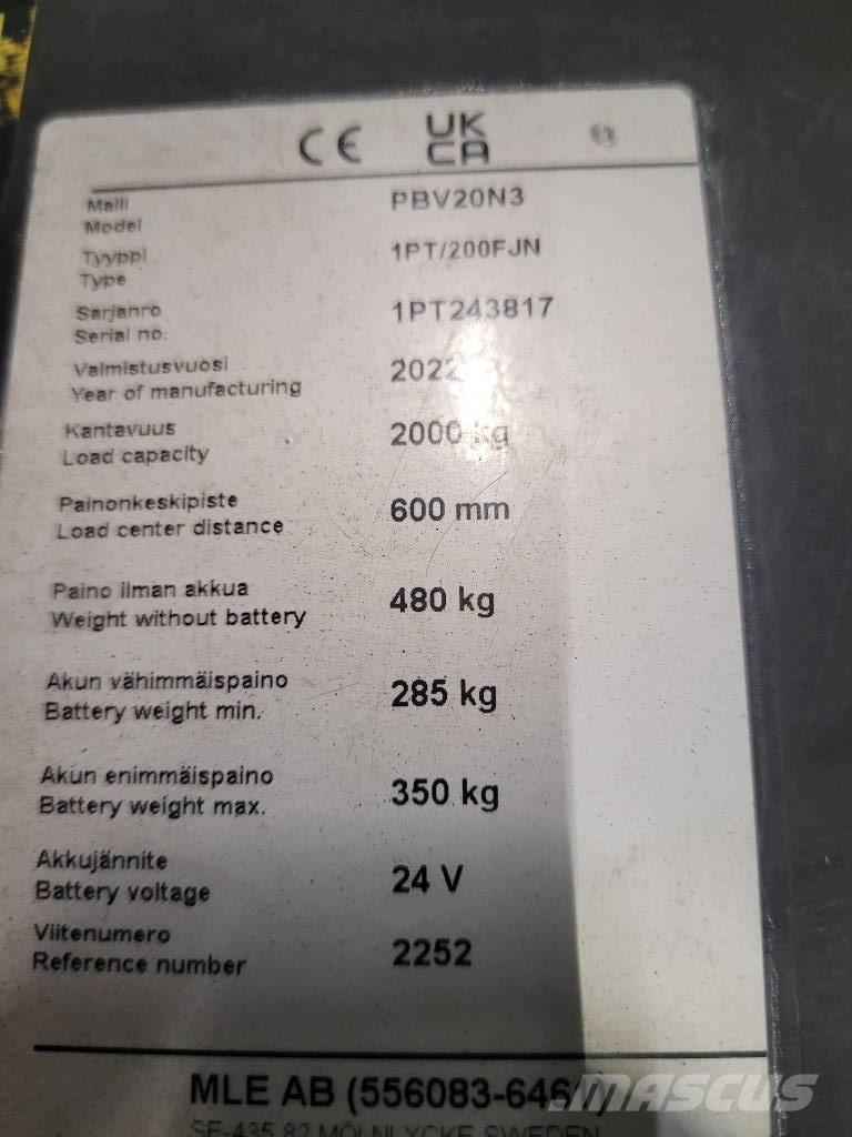 Mitsubishi PBV 20 N3 El-palleløftere med platform