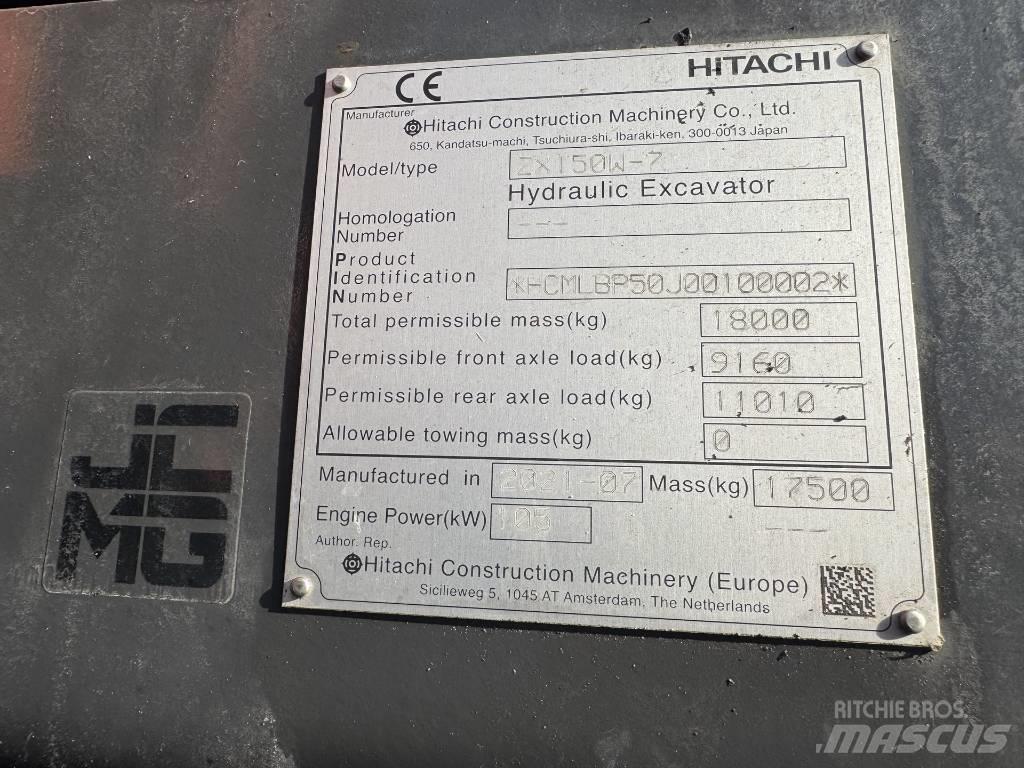 Hitachi ZX 150 W-7 Gravemaskiner på hjul