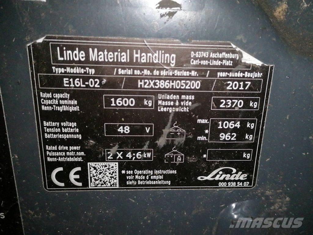 Linde E16L-02 El gaffeltrucks