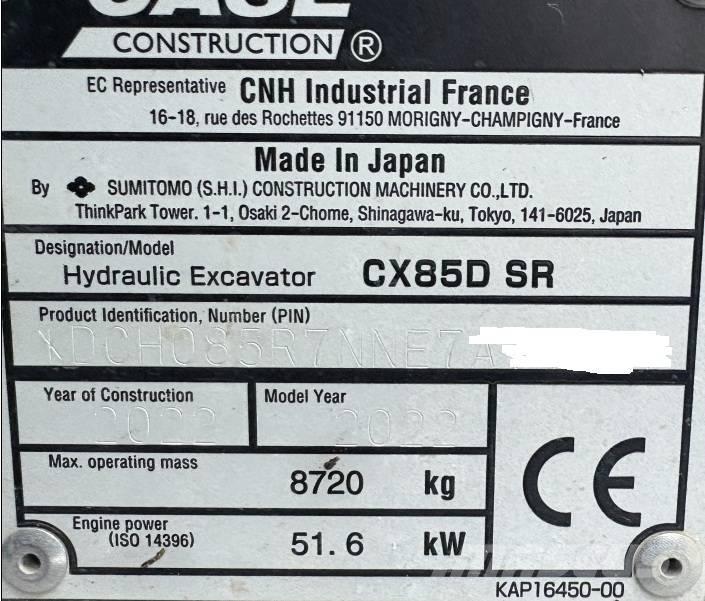 CASE CX 85 D SR Midi-gravemaskiner 7t - 12t