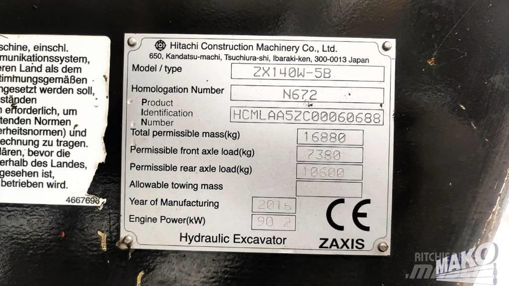 Hitachi ZX 140 W-5 Gravemaskiner på hjul