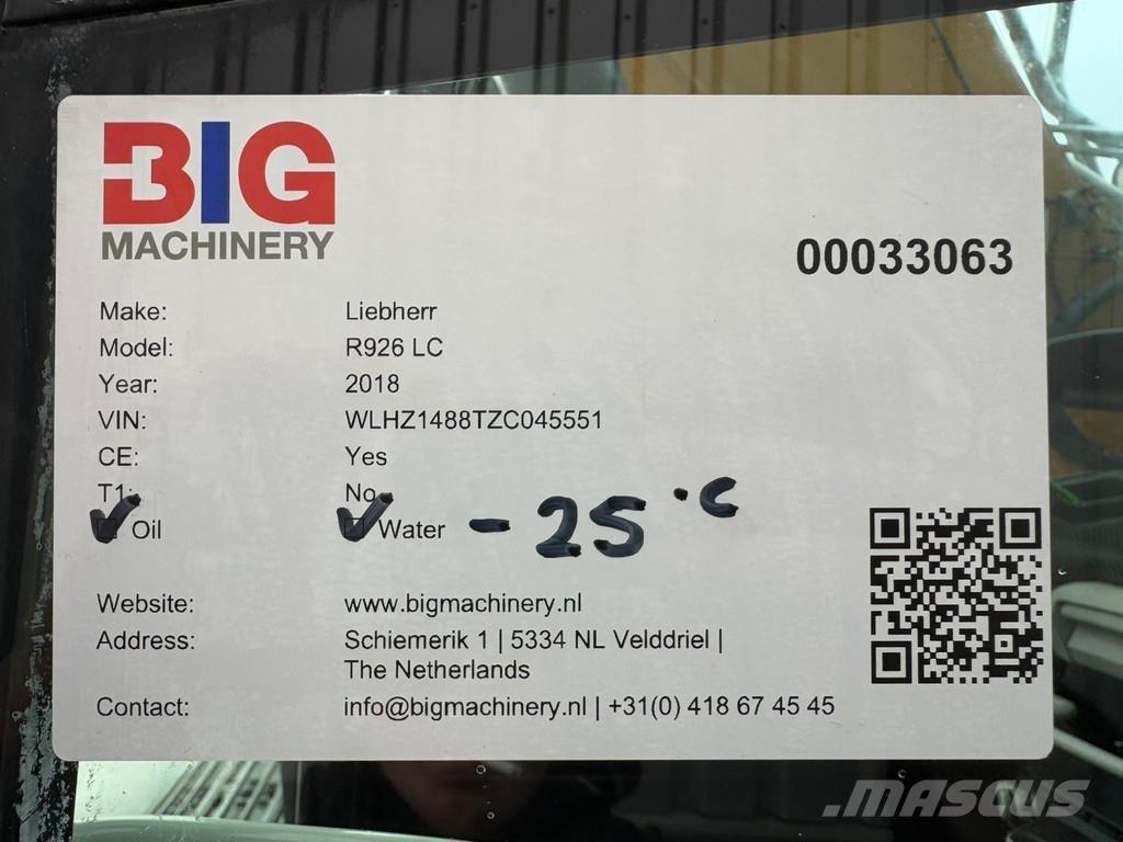 Liebherr R926 LC Gravemaskiner på larvebånd