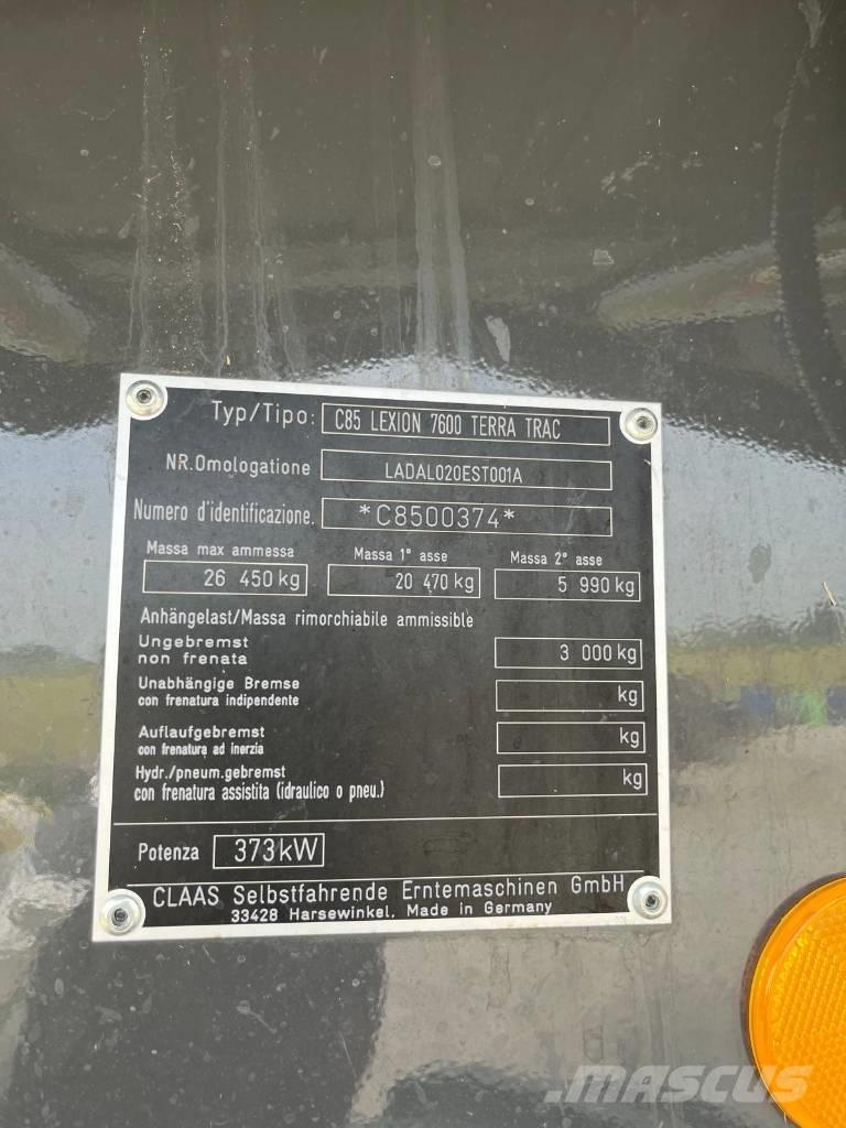 CLAAS LEXION 7600 TT Mejetærskere
